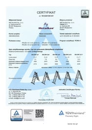 certyfikat Hliníkový žebřík Bayersystem BS-DW 2x8