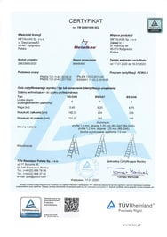 certyfikat Hliníkový žebřík Bayersystem BS-DA8 150kg