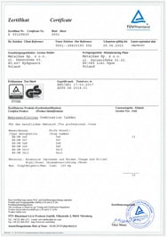 certyfikat Hliníkový žebřík Bayersystem BS-DW 3x7